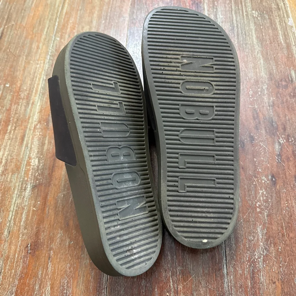 NOBULL Slide Sandals Unisex Olive Green Black Women 11.5 Men 10